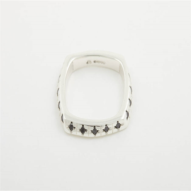 Men's square ring with black diamonds