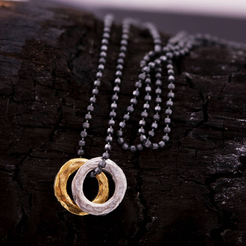Men's mixed metal eternity necklace, gallery view