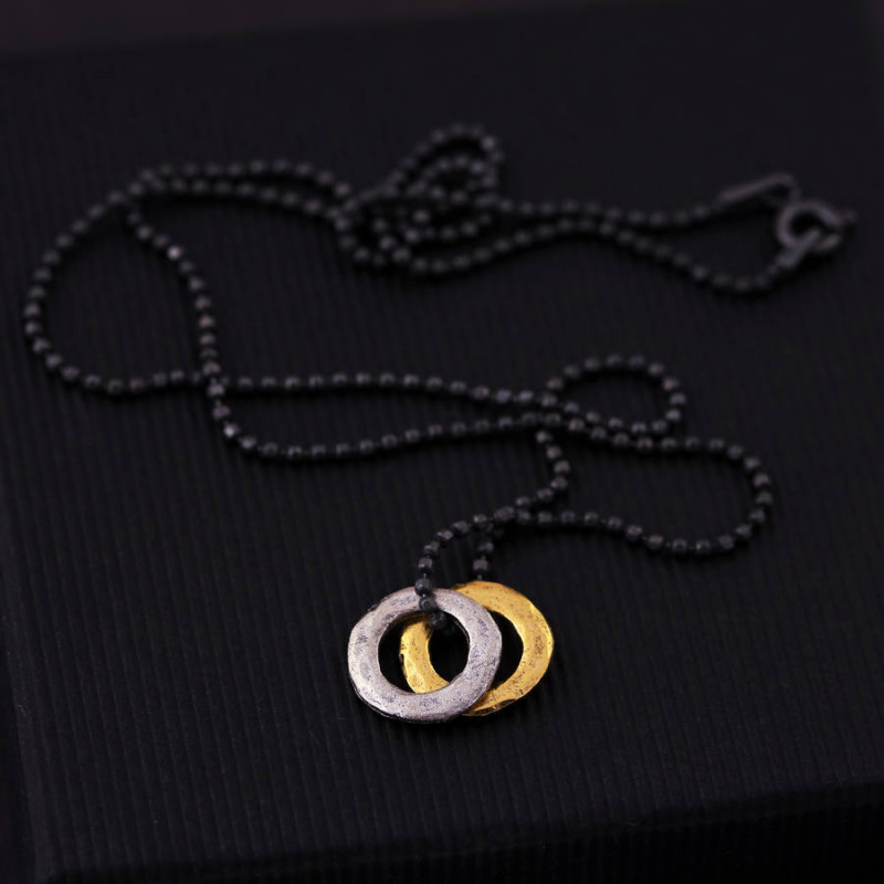 Men's mixed metal eternity necklace, gallery view