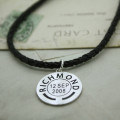 Men's personalised place and date pendant