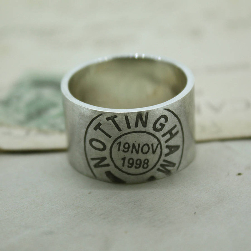 Men's Personalised Place and Date Ring Men's personalised place and date ring