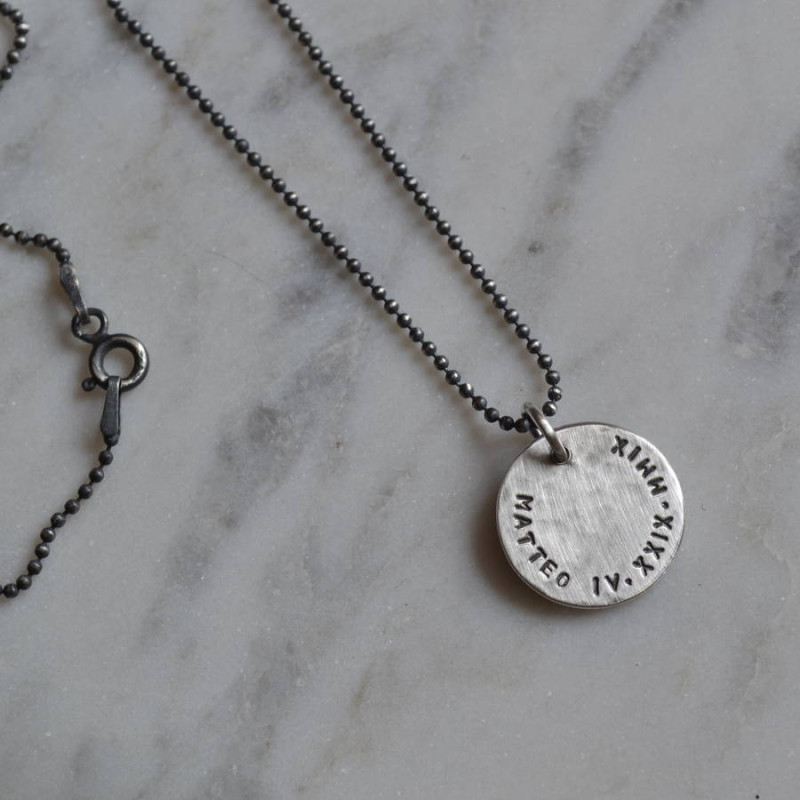 Men's personalised silver pendant