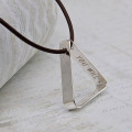 Men's secret message silver triangle necklace