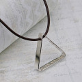 Men's secret message silver triangle necklace