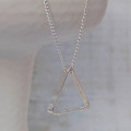 Men's secret message silver triangle necklace