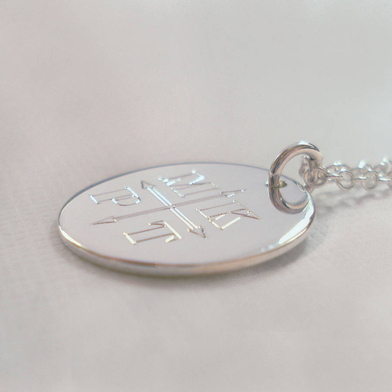 Engraved monogram arrows necklace product view