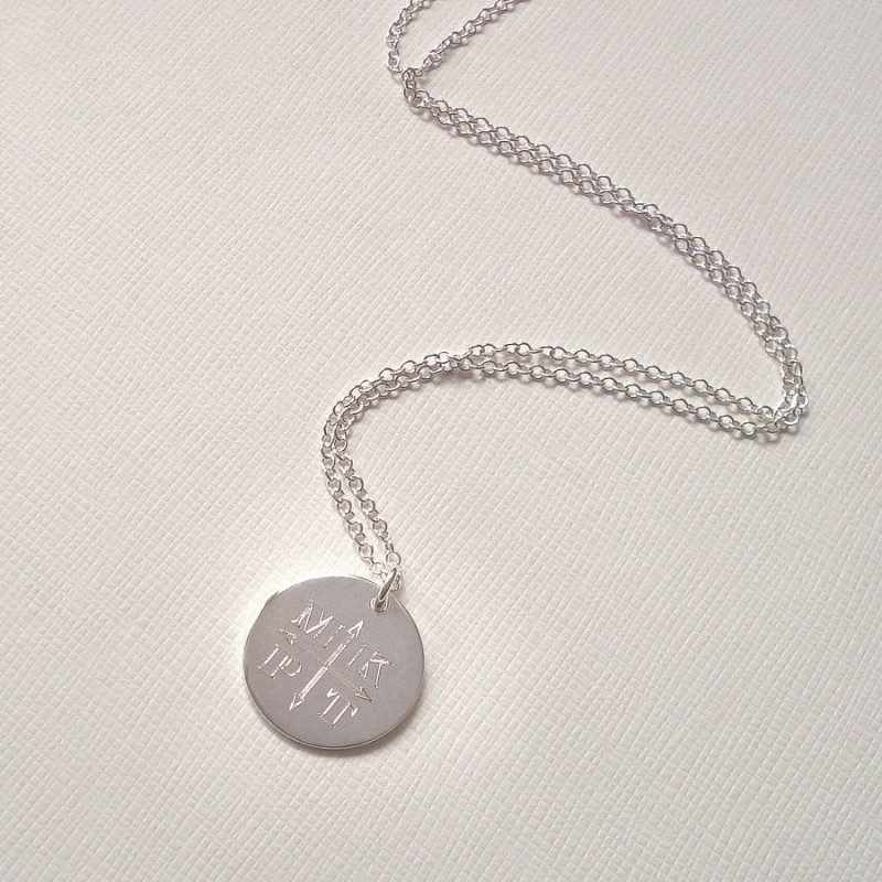 Engraved monogram arrows necklace alternate view