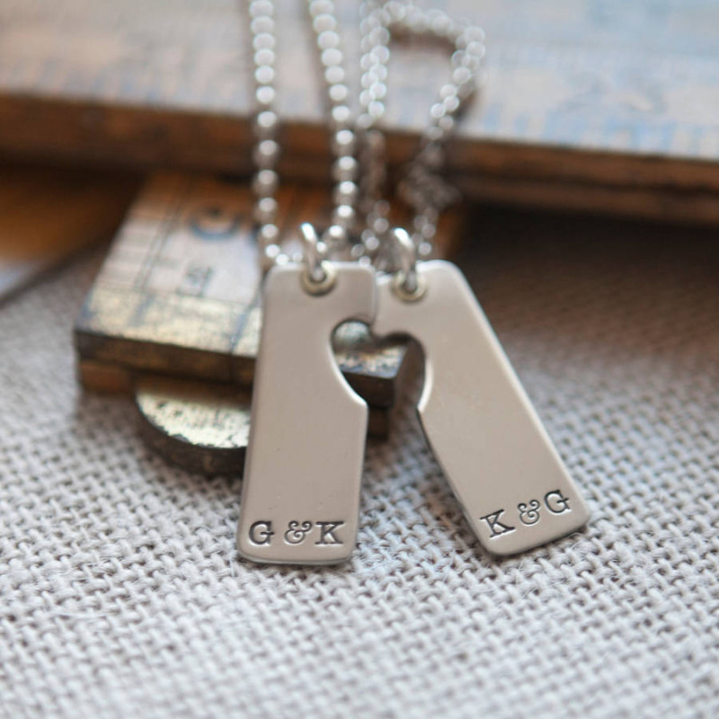 Personalised Heart Cut-Out Necklace for Couples Personalised heart cut-out necklace for couples