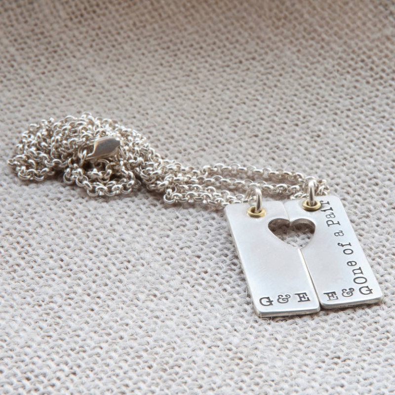 Personalised Heart Cut-Out Necklace for Couples Personalised heart cut-out necklace for couples