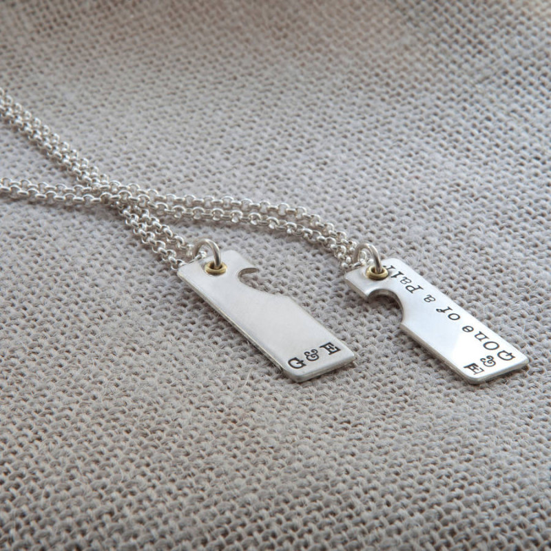 Personalised Heart Cut-Out Necklace for Couples Personalised heart cut-out necklace for couples