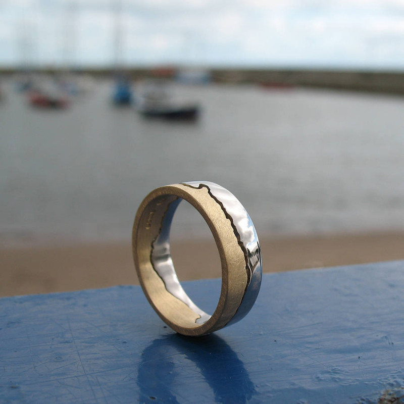 Two Tone Gold Coastline Ring Two tone gold coastline ring