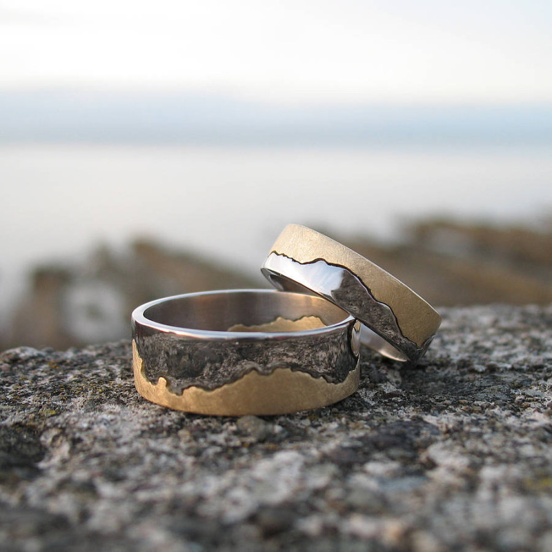 Personalised Two Tone Gold Coastline Ring Personalised two tone gold coastline ring