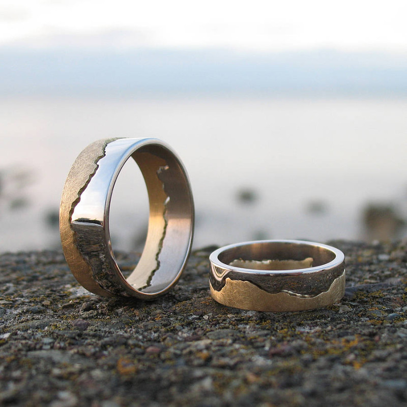 Personalised Two Tone Gold Coastline Ring Personalised two tone gold coastline ring