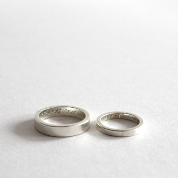 Pair Of Rings, Personalised Siver Bands Pair Of Rings, Personalised Siver Bands
