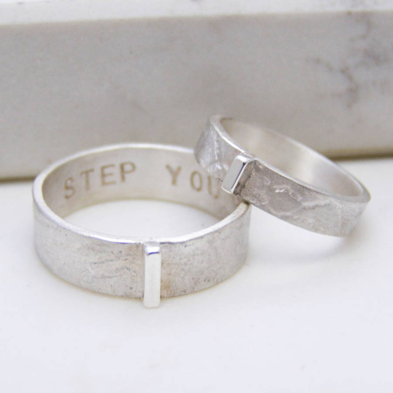 Personalised contemporary his and hers rings product view