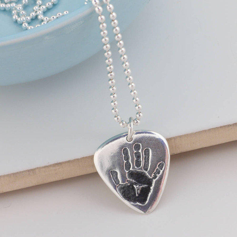 Men's Hand or Footprint Necklace Detail Personalised men's hand or footprint necklace detail view