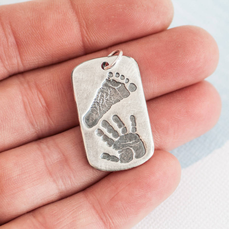 Personalised Handprint Footprint Dog Tag Personalised handprint footprint dog tag jewellery view
