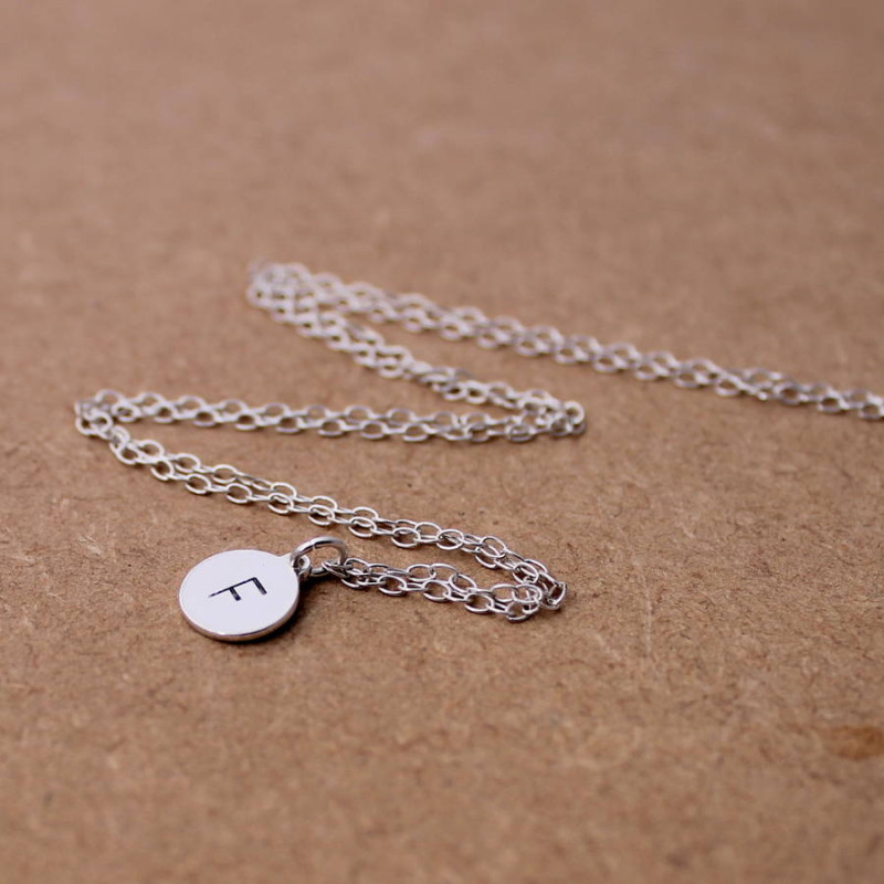 Personalised Initial Necklace with 9 mm Disc Tag Personalised initial necklace with a round disc tag