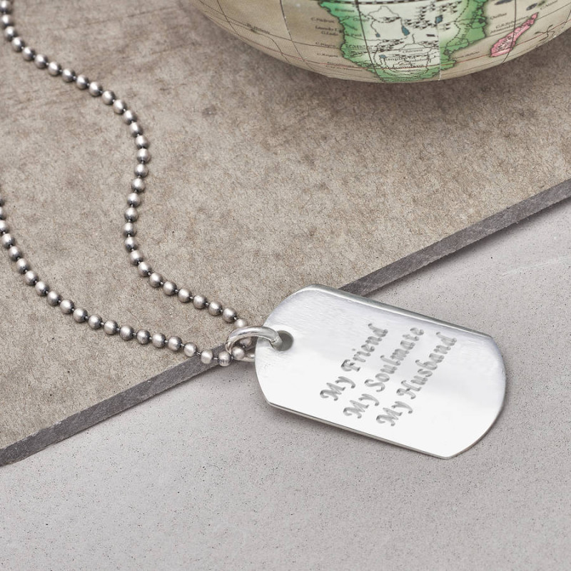 Personalised location coordinates dogtag necklace