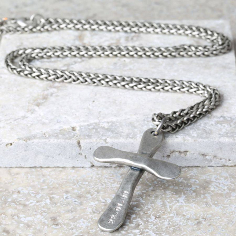 Personalised Men's Antique Cross Necklace Personalised men's antique cross necklace with cross pendant