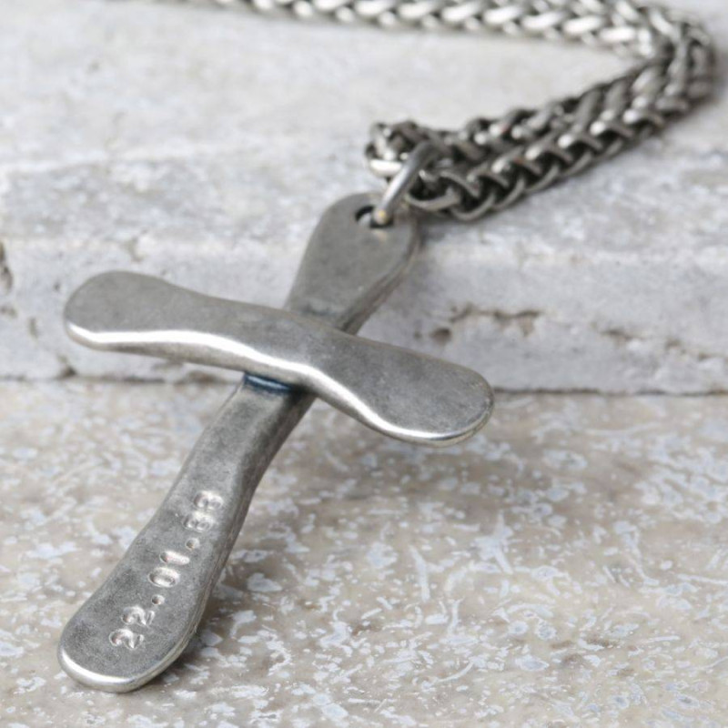 Personalised Men's Antique Cross Necklace Personalised men's antique cross necklace with cross pendant