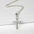 Personalised men's silver cross pendant with curb chain