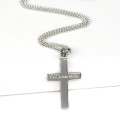 Personalised men's silver cross pendant with curb chain