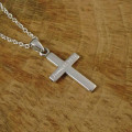 Personalised men's silver cross pendant with curb chain