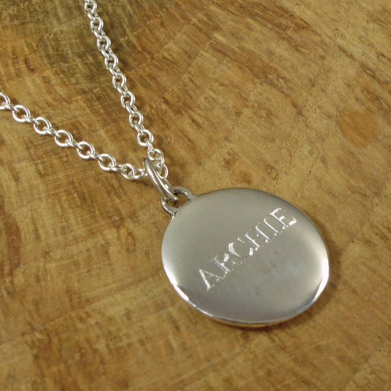 Personalised men's silver pebble necklace pendant