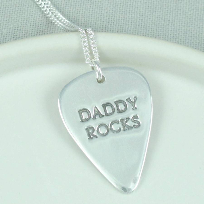 Personalised men's plectrum necklace