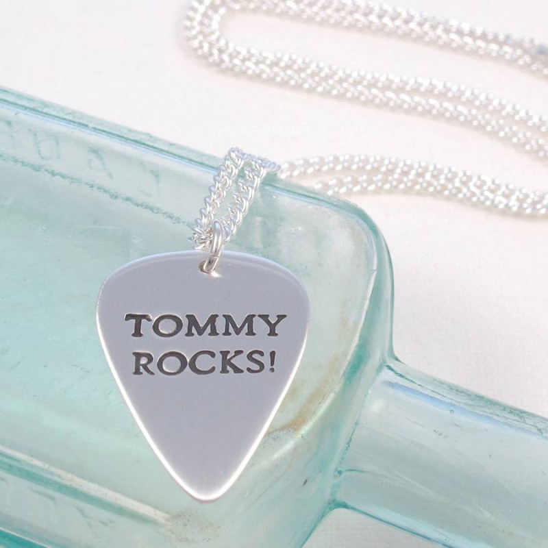 Personalised men's plectrum necklace product image