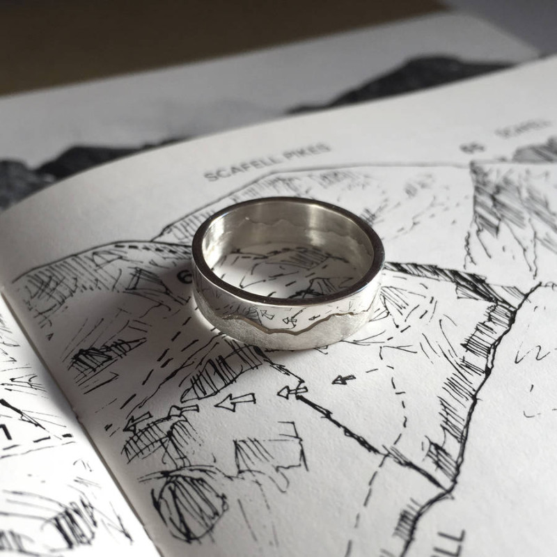 Personalised Mountain Landscape Skyline Ring Personalised mountain landscape skyline ring
