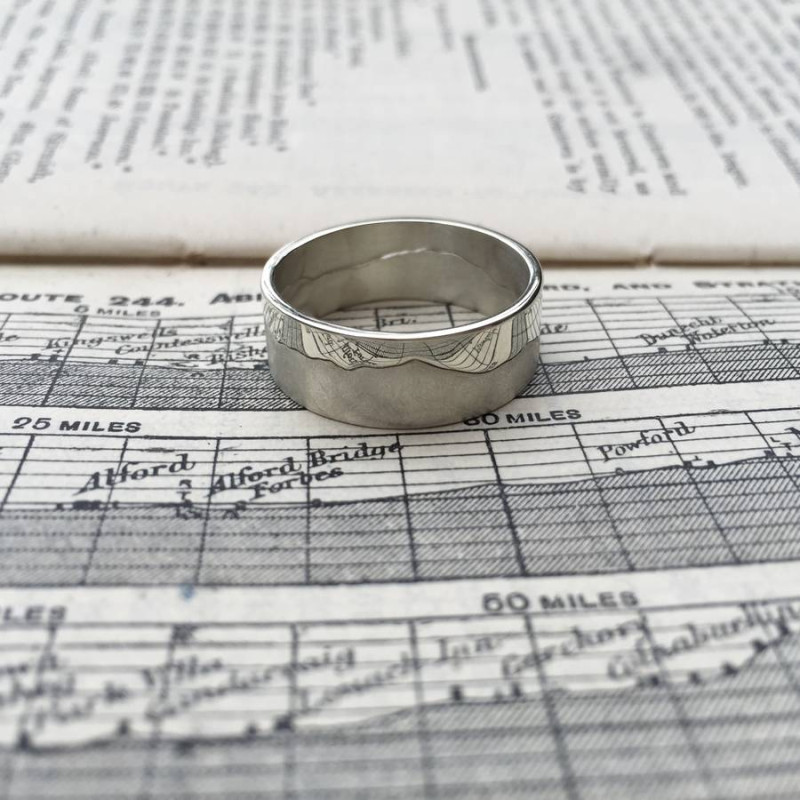 Personalised Mountain Landscape Skyline Ring Personalised mountain landscape skyline ring product image
