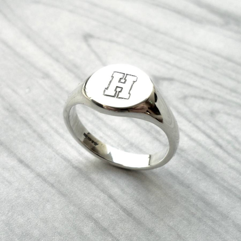 Personalised round initial signet ring product image