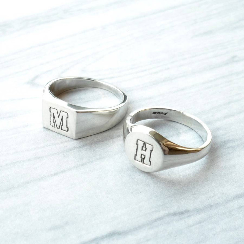 Personalised round initial signet ring product image