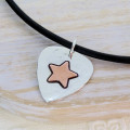 Personalised silver and copper guitar pick pendant