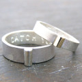 Personalised silver and gold his and hers rings