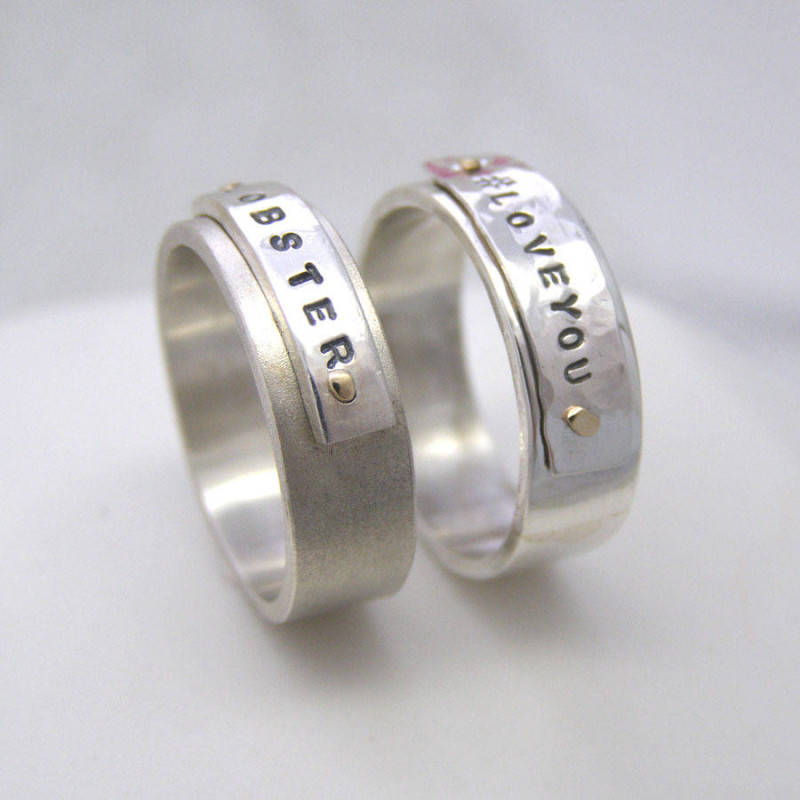 Personalised Silver and Gold Rivet Rings