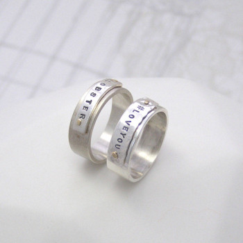 Personalised Silver And Gold Rivet Rings Personalised Silver And Gold Rivet Rings