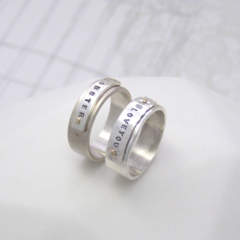 Personalised Silver and Gold Rivet Rings product view