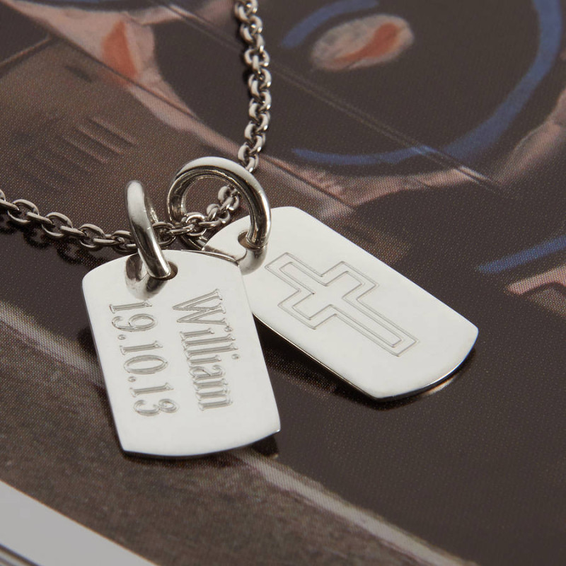 Personalised Sterling Silver Double Dog Tag Necklace Personalised double dog tag necklace