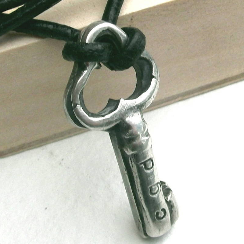 Personalised silver key pendant necklace