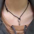 Personalised silver key pendant necklace detail