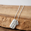 Personalised Silver Location Dog Tag Necklace Personalised silver location dog tag necklace with hand-stamped coordinates