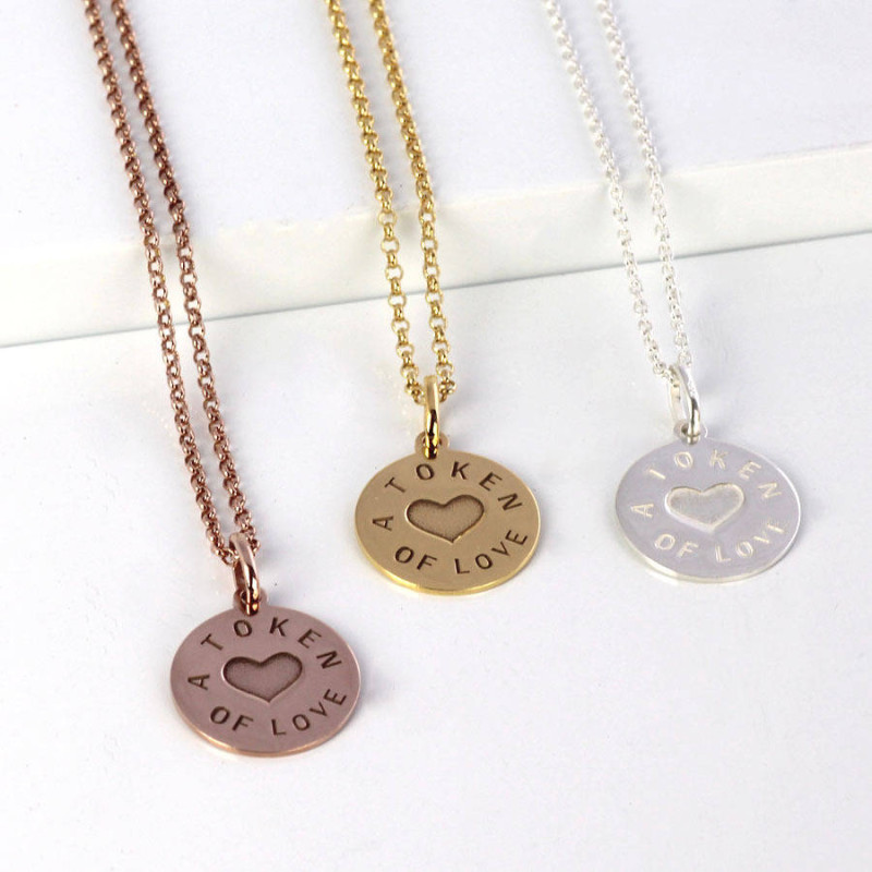Personalised Silver and Gold Love Token Pendant Personalised silver and gold love token pendant necklace