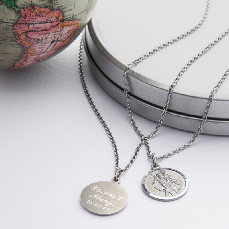 Personalised St Christopher Medal Necklace Personalised St Christopher medal necklace