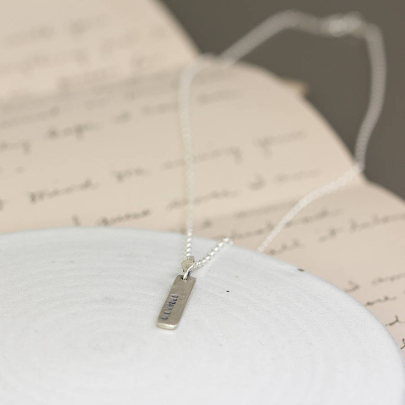 Personalised sterling silver tag necklace product view