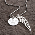 Personalised Wing and Disc Pendant Personalised wing and disc pendant