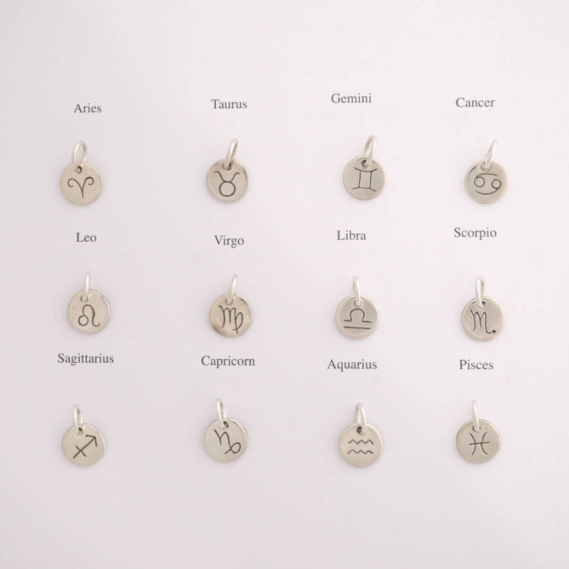 Personalised Silver Zodiac Necklace Personalised silver zodiac necklace with zodiac and personalised discs