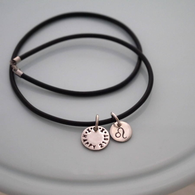 Personalised Silver Zodiac Necklace Personalised silver zodiac necklace with zodiac and personalised discs